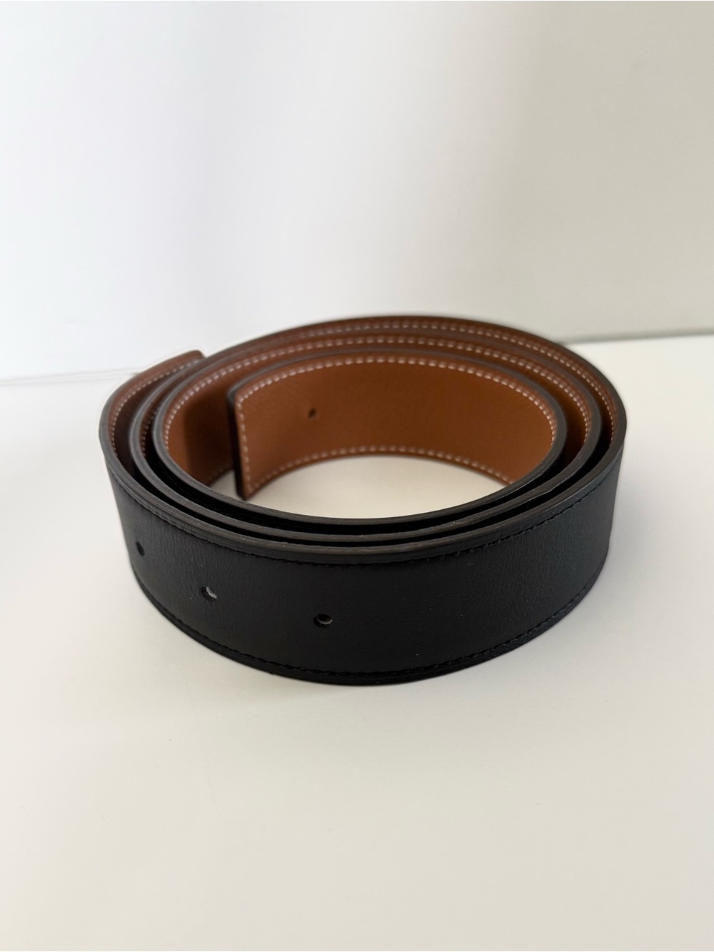 Hermes Leather Belt Strap Reversible Black Brown Size 90 CM